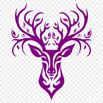 A detailed illustration of a deer's head with ornate features, suitable for vector design and cutting machine stencils.