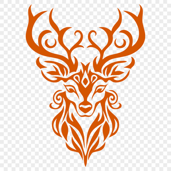 A detailed illustration of a deer's head with intricate details.