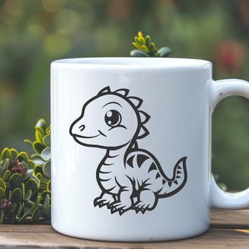 Illustrative prehistoric baby dinosaur with full body outline suitable for digital cutting machines like Cricut.
