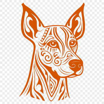Vector graphic representation of a Doberman Pinscher featuring intricate design elements.