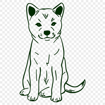 A sitting Shiba Inu dog with a full-body illustration, suitable for clip art and vector design.