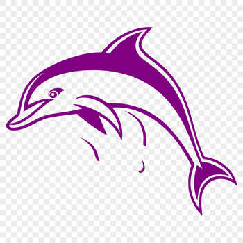 A full-body illustration of a dolphin in the ocean.