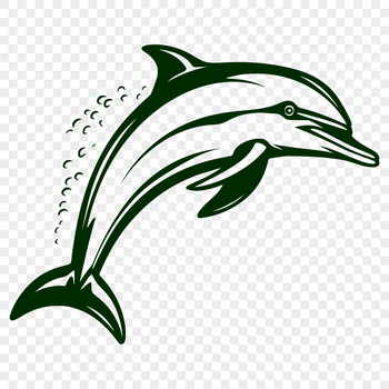 An illustration of a full-body dolphin, suitable for vector art and graphic design projects.