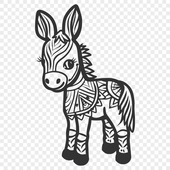 A detailed illustration of a standing donkey, designed as vector art.
