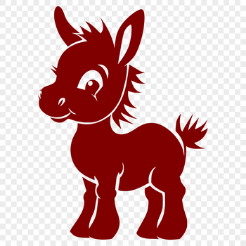A full-body illustration of a standing donkey with a calm expression, suitable for various design applications.