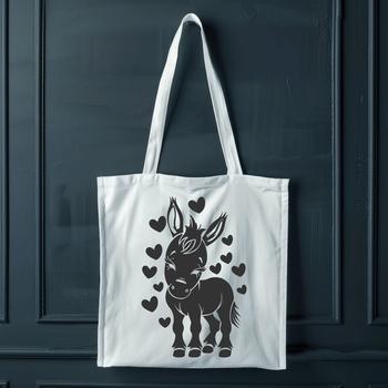 A standing donkey with love hearts, depicted as a vector illustration.