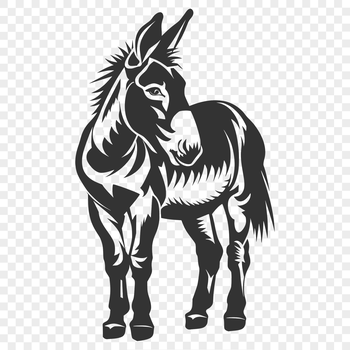 A standing full-body donkey illustration in vector format.