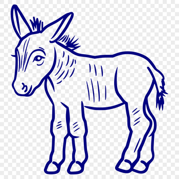 A full-body illustration of a standing donkey in SVG format.