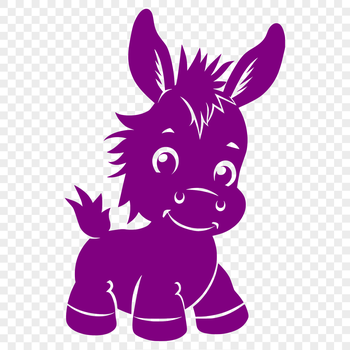 A full-body illustration of a standing donkey in profile.