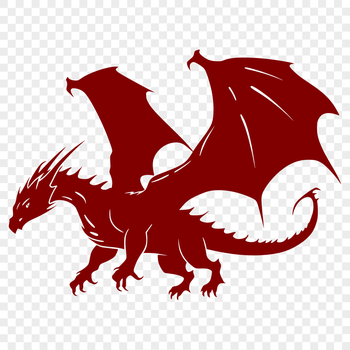 A mythical creature with scales, wings, and a long tail, designed as vector art.