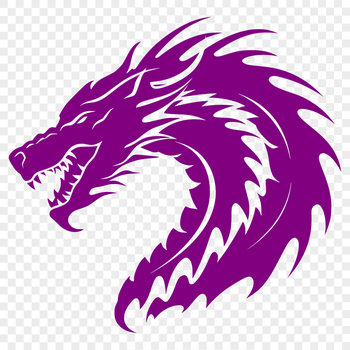 A stylized illustration of a mythical dragon's head, suitable for vector art and cutting machine projects.