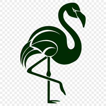 A single flamingo standing upright with its legs apart, shown in a simplified vector design.