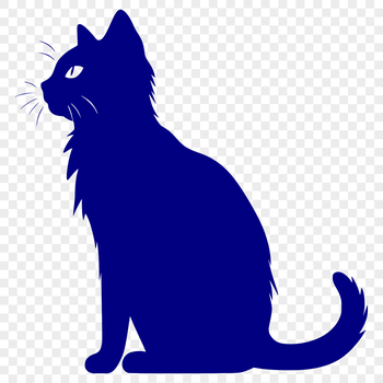 A sitting cat with its full body visible from head to paws.