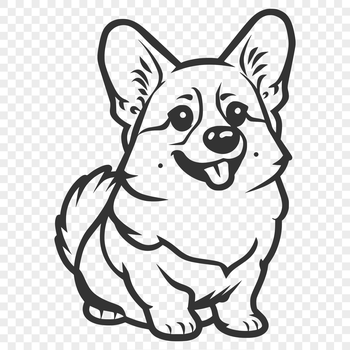 A full-body illustration of a sitting Corgi, suitable for various digital designs.