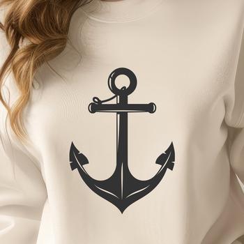 An anchor in a nautical setting, designed as a vector graphic.