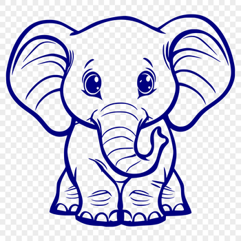 A full-body illustration of a standing elephant, suitable for digital design and crafting projects.