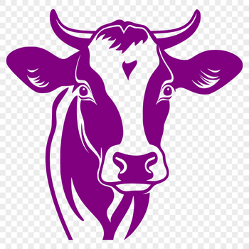 An illustration of a cow's head, suitable for commercial or personal projects involving vector design and cutting machines.