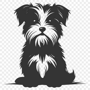 A full-body illustration of a Morkie sitting on its hind legs.
