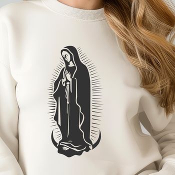 Detailed vector art depiction of Our Lady in full body form.