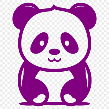 Simple line drawing of a cute panda in full body view.
