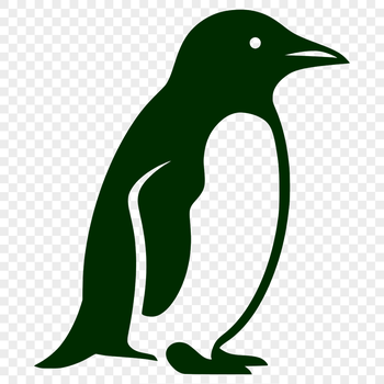 A full-body illustration of a penguin in a simple style.