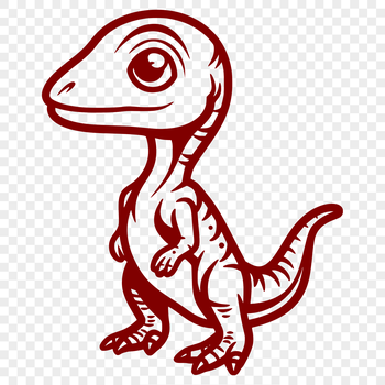 A colorful illustration of a baby dinosaur in full body view, depicted in a prehistoric setting.