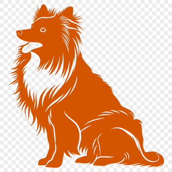 A high-quality illustration of a Shetland sheepdog in full body pose, sitting upright.