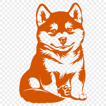A full-body illustration of a Shiba Inu sitting upright.