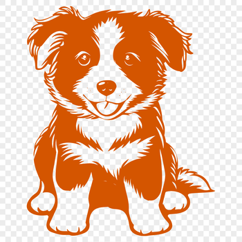 Close-up illustration of a sitting Australian Shepherd dog in profile.