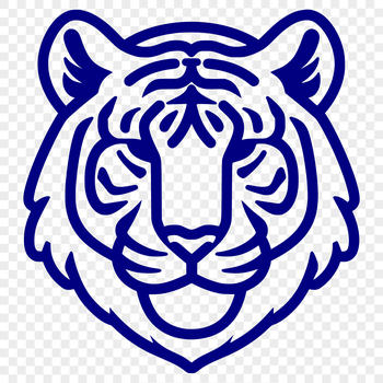 A simple line drawing of a tiger's head, suitable for vector design.