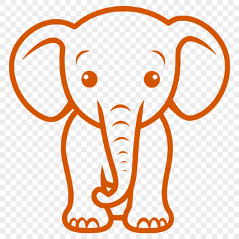 A simple line-drawn elephant standing on its hind legs in a full-body pose.