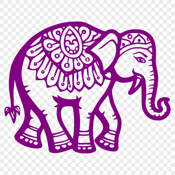 An illustration of a standing elephant with intricate details.