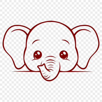A detailed illustration of an elephant's head, suitable for vector art and design projects.