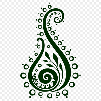 A stylized, ornate paisley shape, perfect as a digital embellishment for various design projects.