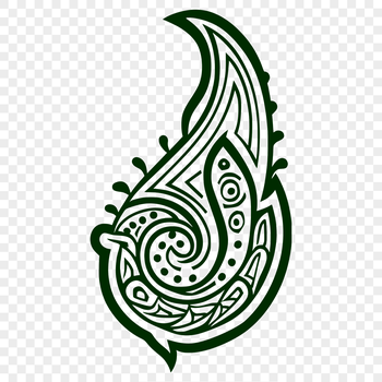 Ornate paisley shape with intricate design elements.
