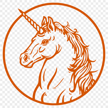A stylized illustration of a mythical unicorn's head with a single horn, suitable for digital crafting and design.