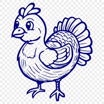 A stylized illustration of a farm animal turkey in full body view.
