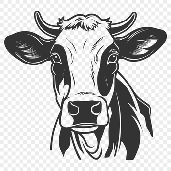 An image of a cow featuring its distinctive facial structure.