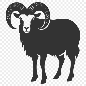 An SVG vector illustration of a ram, a common farm animal with curved horns.