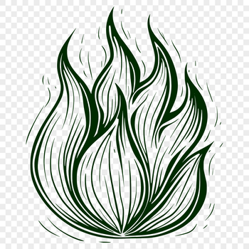 A stylized vector illustration of a flame shape, suitable for digital design projects.