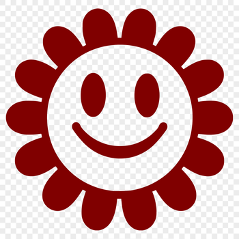 A simple line drawing of a sunflower plant with bright yellow petals and dark center.