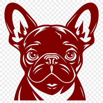 A close-up illustration of a French Bulldog's adorable head, featuring the breed's distinctive characteristics.