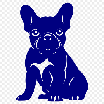 A realistic illustration of a sitting French Bulldog in full body view.