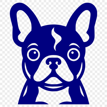 A digital illustration of a French Bulldog's head.