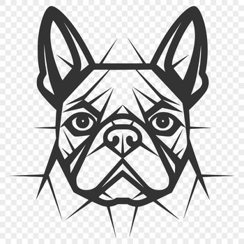 A vector illustration of a French Bulldog's head, suitable for digital use and customization.