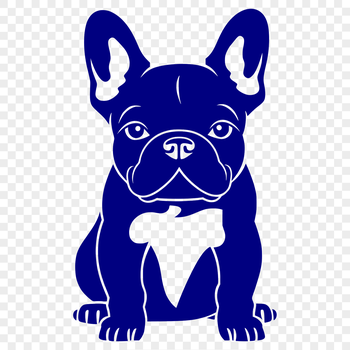A full-body illustration of a calm sitting French bulldog.