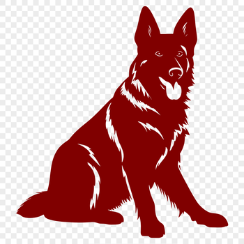 A detailed illustration of a German Shepherd dog in a sitting position.