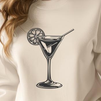 A vector illustration of a cocktail glass with a layered drink.