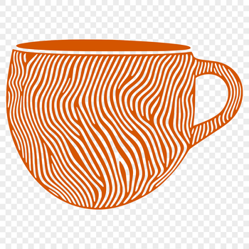 A simple illustration of a standard coffee cup with a handle and a rounded body.