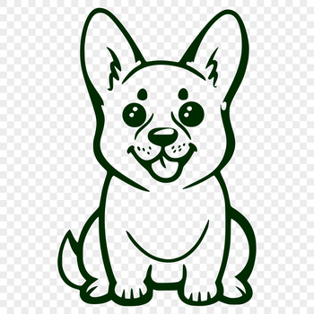A full-body illustration of a seated Corgi, suitable for digital cutting machines like the Cricut.